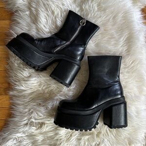 current mood honorably expelled vegan black leather platform ankle boots 8